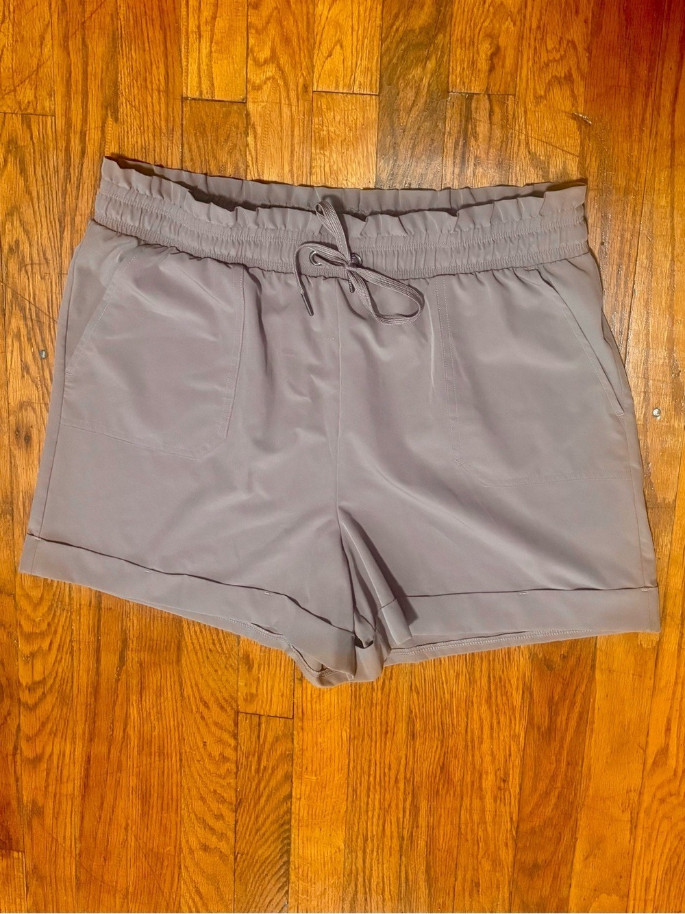 Danskin Paperbag Waist Pull On Shorts Taupe Brown Size Large